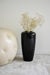 Vintage Black Ceramic Floor Vase