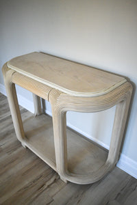 Vintage Pencil Reed & Wood Console Table