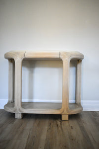 Vintage Pencil Reed & Wood Console Table