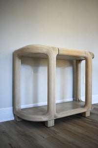 Vintage Pencil Reed & Wood Console Table