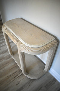 Vintage Pencil Reed & Wood Console Table