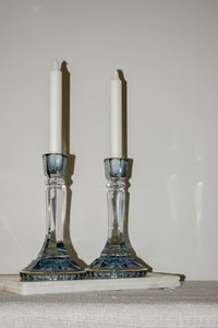 Pair of Vintage Crystal Gilded Gold Candlesticks