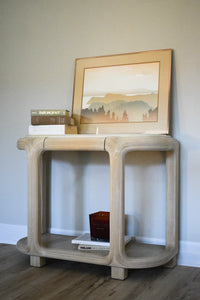 Vintage Pencil Reed & Wood Console Table