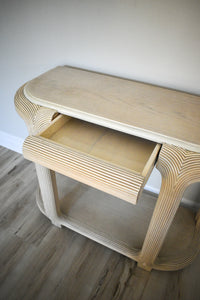 Vintage Pencil Reed & Wood Console Table