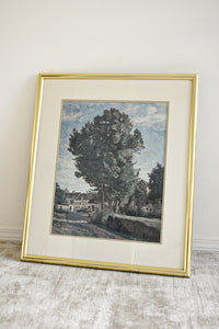 Vintage Jean Baptiste Camille Corot Framed Print 'Entree du Village'